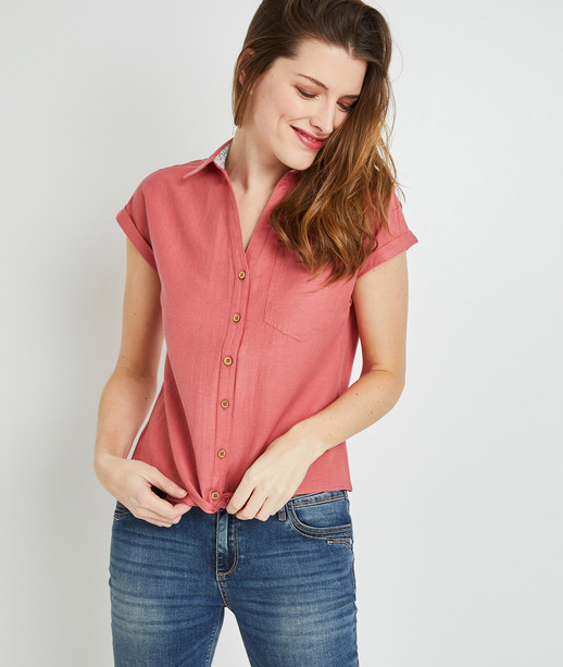 Chemise manche courte colorée femme BLUSH