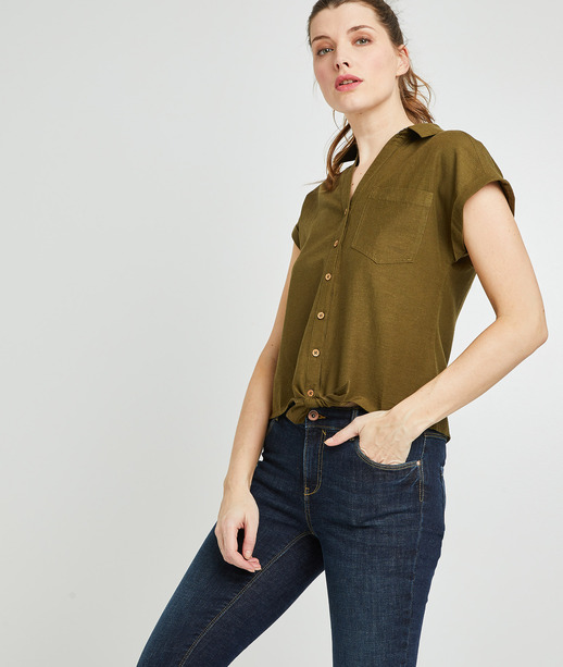 Chemise manche courte colorée femme KAKI