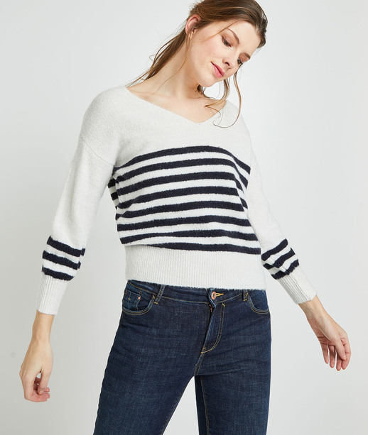 Pull marinière femme ECRU