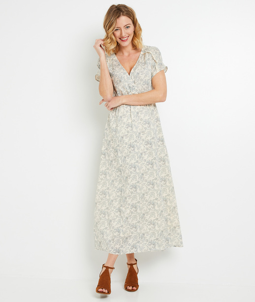 Robe longue imprimé femme BEIGE