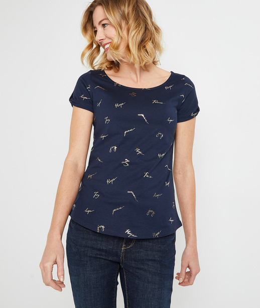 T-shirt imprimé femme MARINE
