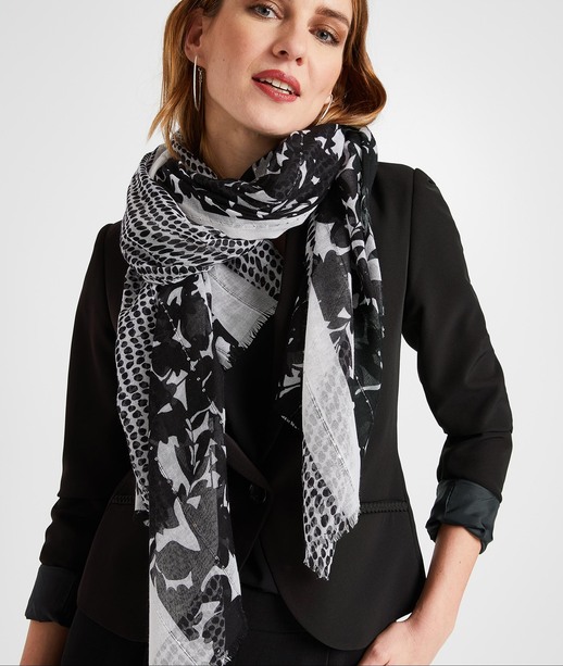 Etole imprimée noir et blanc femme BLANC