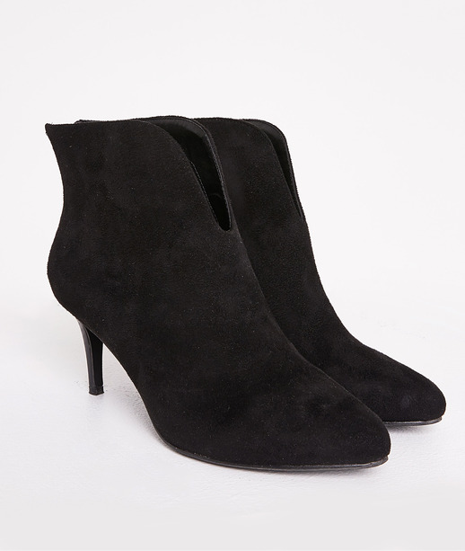 Bottine effet daim noires femme NOIR