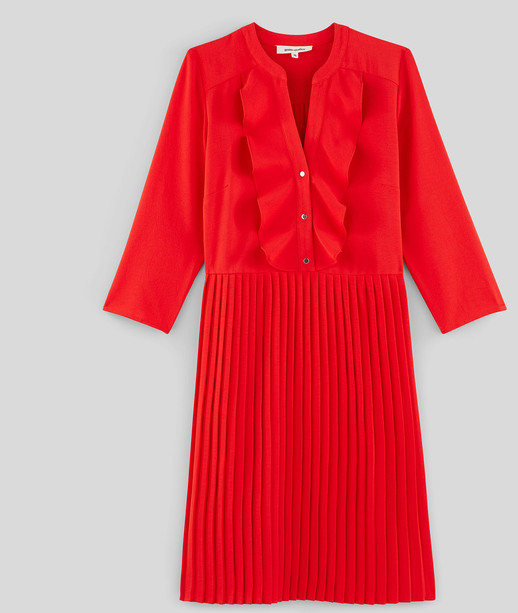 Robe rouge plissée à volants femme ROUGE