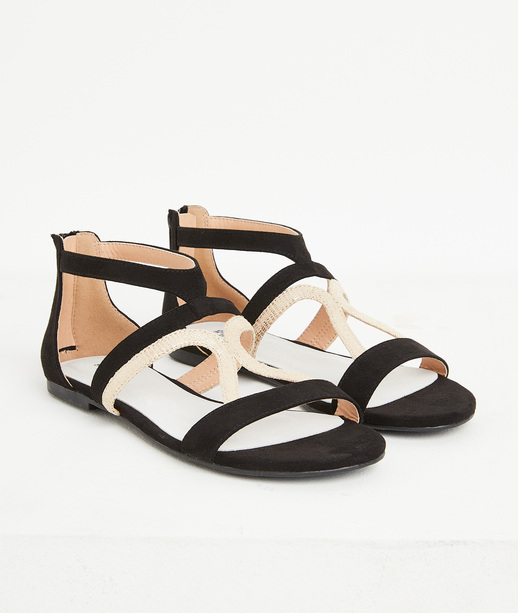 Sandales plates noires femme NOIR