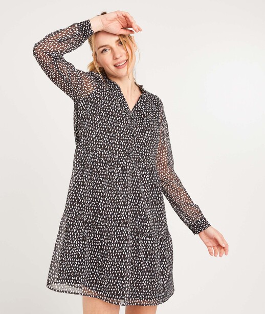 Robe en voile imprimé femme NOIR