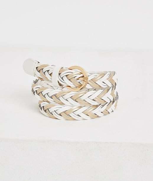 Ceinture tressée bicolore femme BLANC
