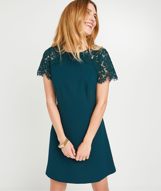 Robe verte avec dentelle femme VERT