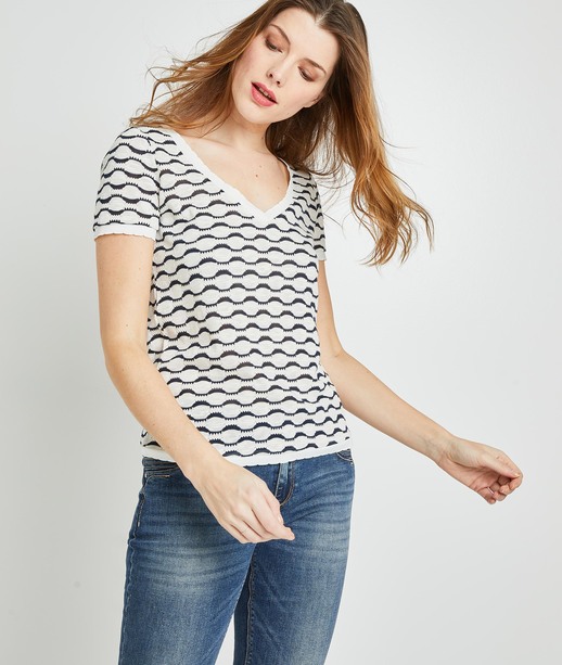 Pull manches courtes femme ECRU