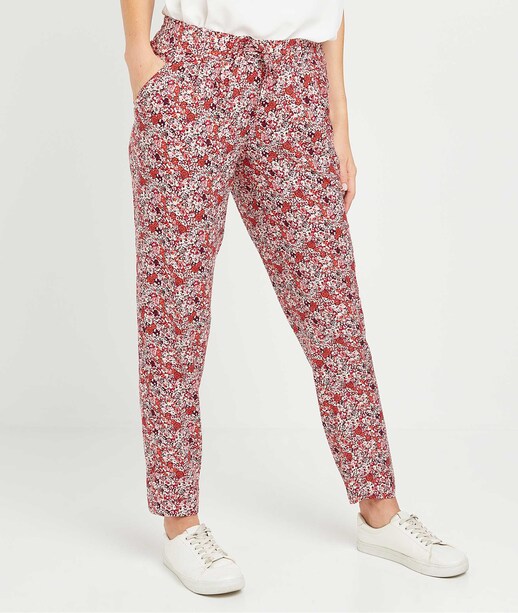 Pantalon fluide imprimé femme ROUGE