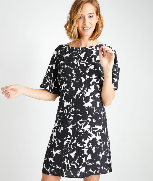 Robe imprimée fluide femme NOIR