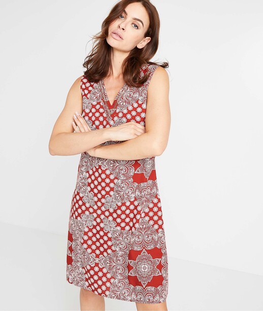 Robe imprimée sans manches femme TERRACOTTA