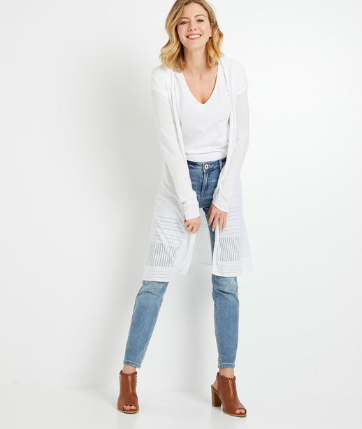Long gilet écru femme ECRU