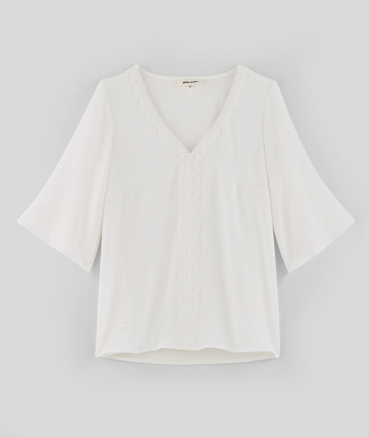 Blouse écrue à dentelle femme ECRU