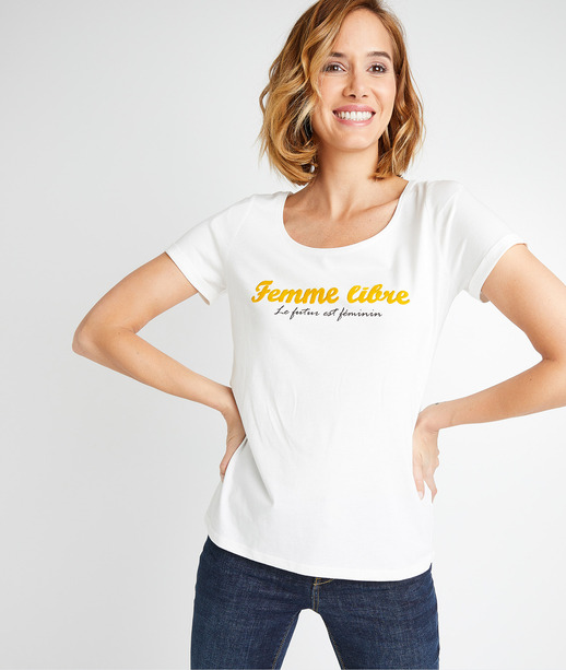 T-shirt à message engagé femme BLANC CASSE