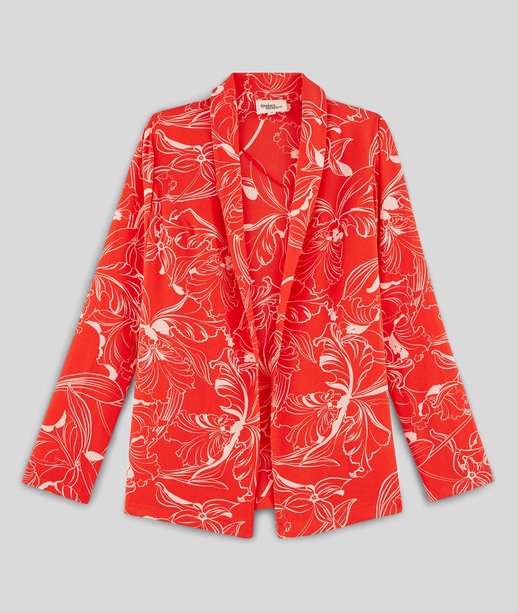 Veste fluide imprimée femme ROUGE