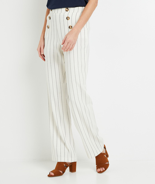 Pantalon à ponts rayé femme ECRU
