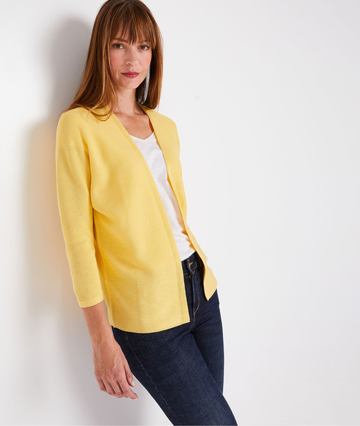Gilet uni doux femme JAUNE