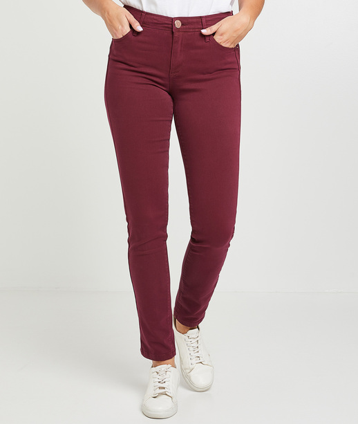 Pantalon flim push up coloré femme GRENAT