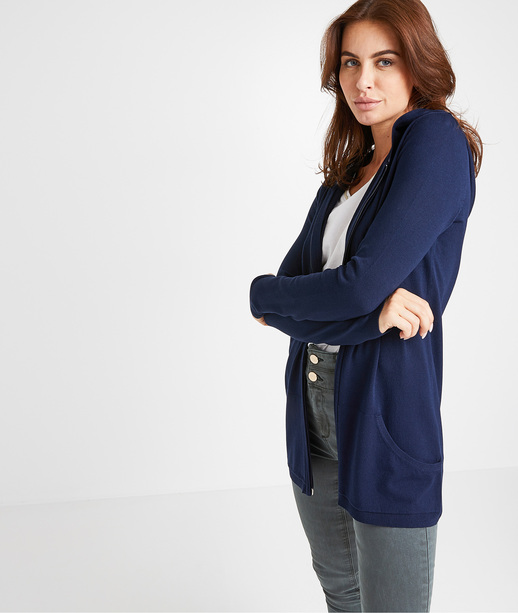 Gilet uni à capuche femme MARINE