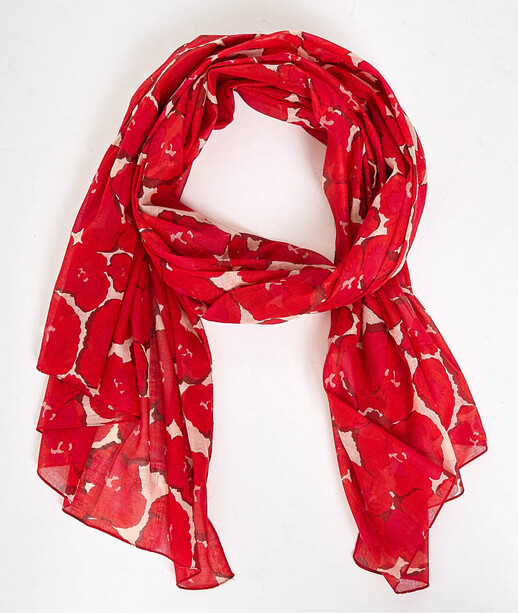 Etole en coton imprimé coquelicots femme ROUGE