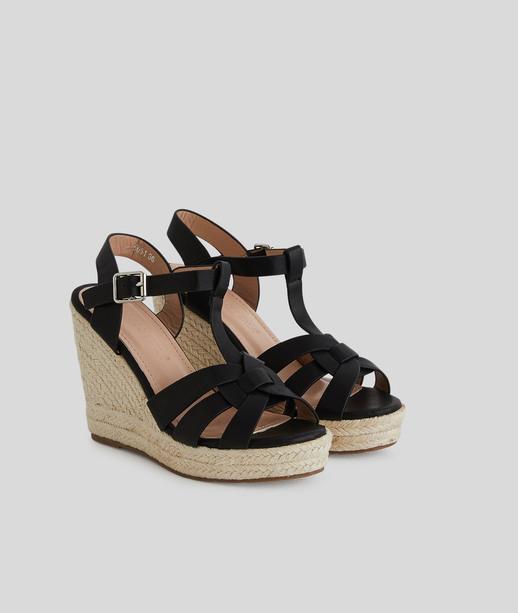 Sandales compensées femme NOIR
