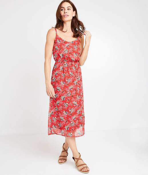 Robe rouge fleurie femme ROUGE