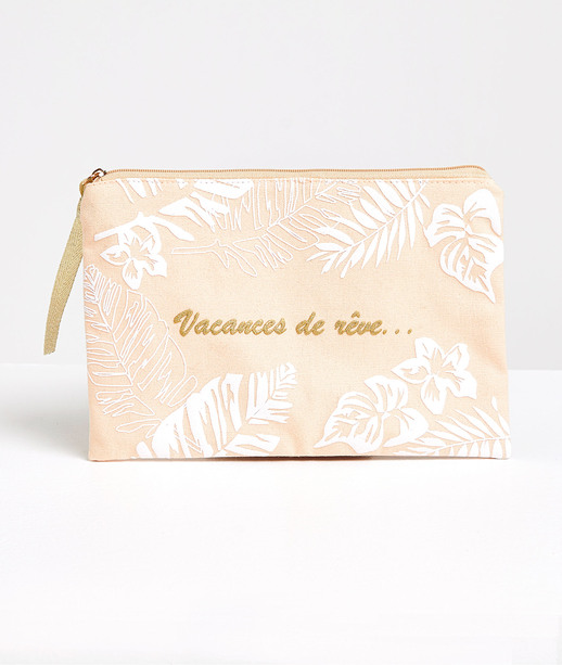 Pochette en coton à motif femme BEIGE