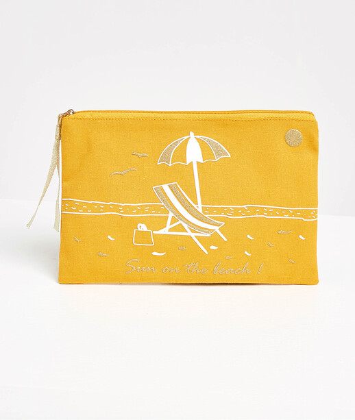 Pochette en coton à motif femme JAUNE