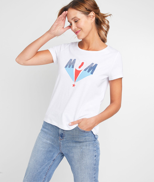 T-shirt à message femme BLANC OPTIQUE
