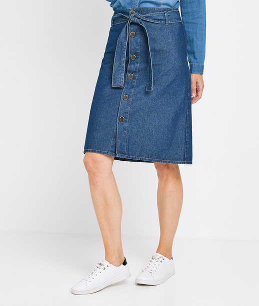 Jupe mi-longue en toile denim femme RINSE