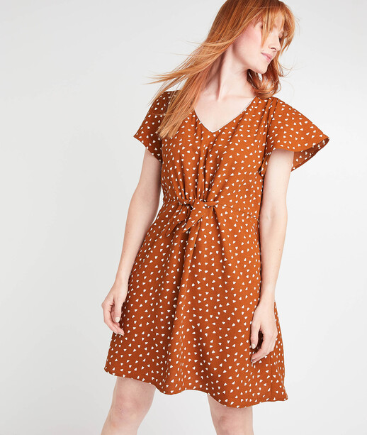 Robe nouée imprimée femme CAMEL