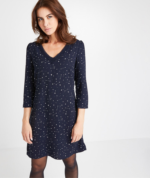 Robe imprimée manches 3/4 femme MARINE