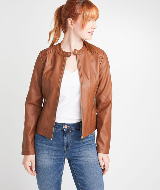 Blouson en simili cuir camel femme CAMEL