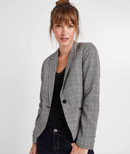 Veste de tailleur à carreaux femme GRIS