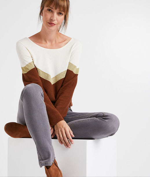 Pull color block femme CAMEL