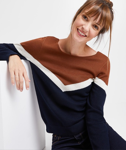 Pull color block femme MARINE