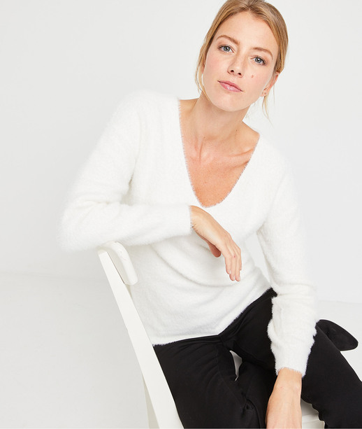 Pull doux uni femme ECRU