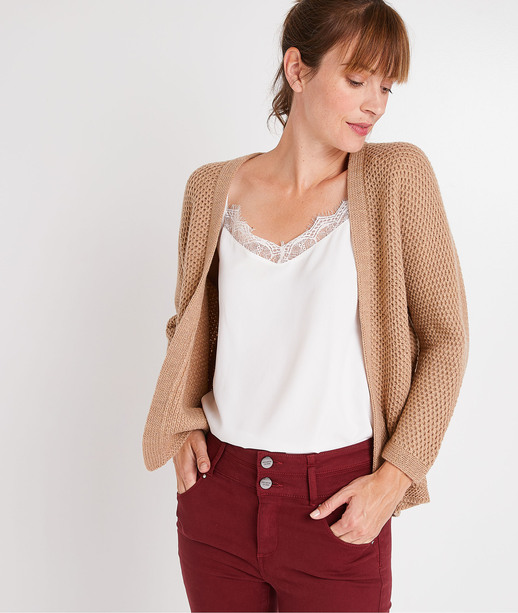 Gilet grosse maille uni femme BEIGE