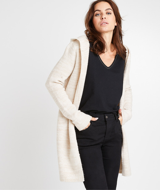 Long gilet chaud femme BEIGE