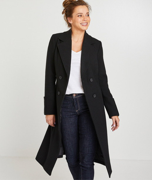Trench en lainage noir femme NOIR