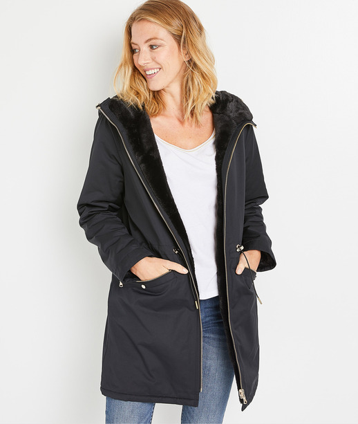 Parka chaude réversible femme NOIR