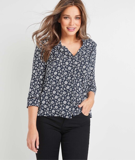 Blouse imprimée en viscose femme MARINE