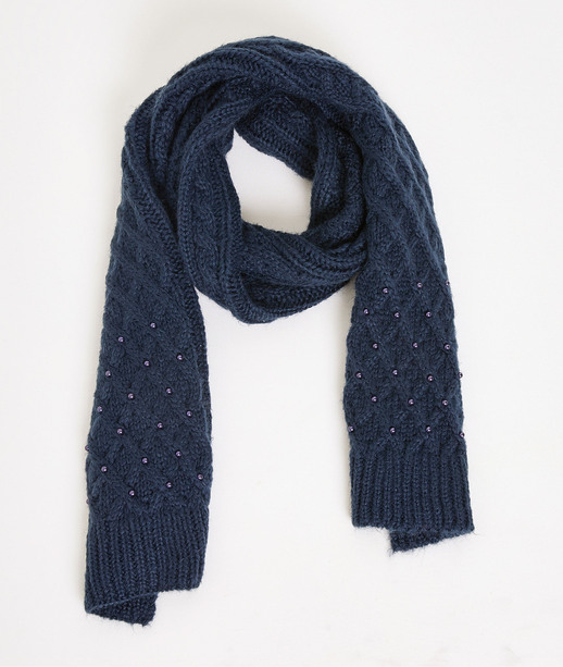 Echarpe tricot et perles femme MARINE