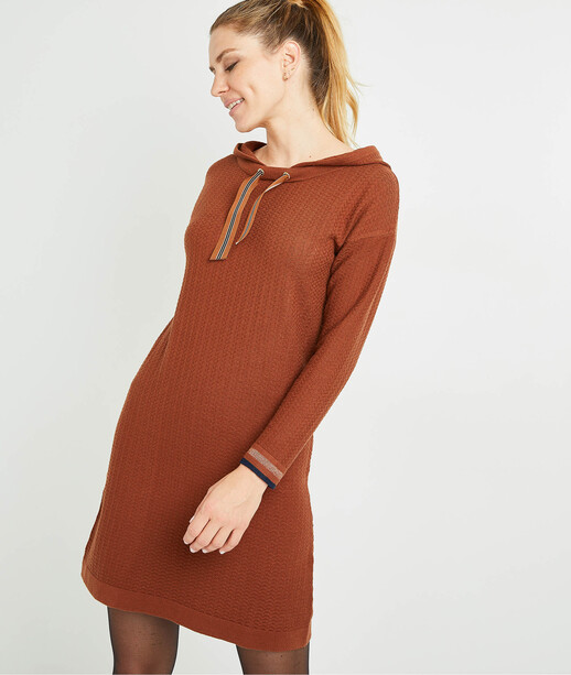 Robe-pull à capuche camel femme CAMEL