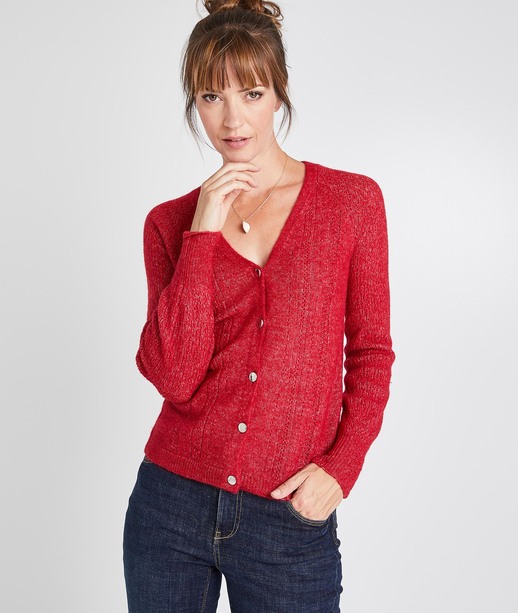 Gilet rouge boutonné femme ROUGE