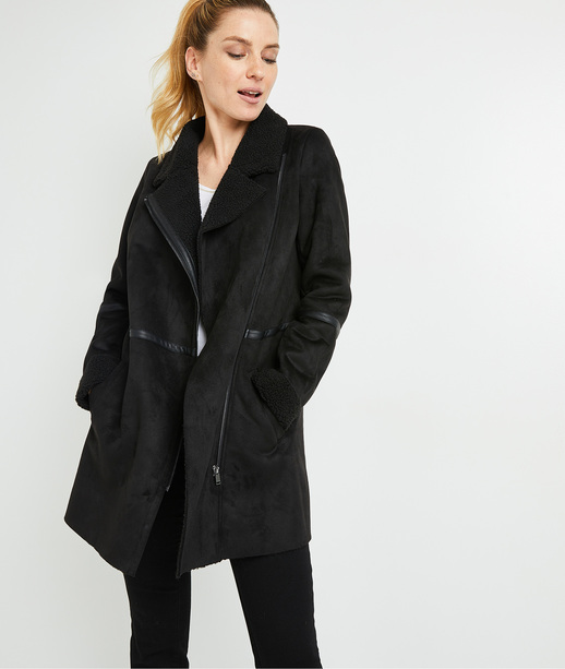 Manteau doux noir femme NOIR