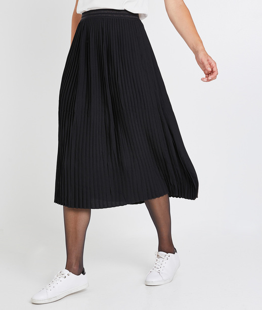 Jupe longue plissée noire femme NOIR