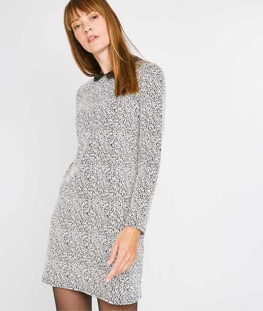 Robe courte en maille femme ECRU
