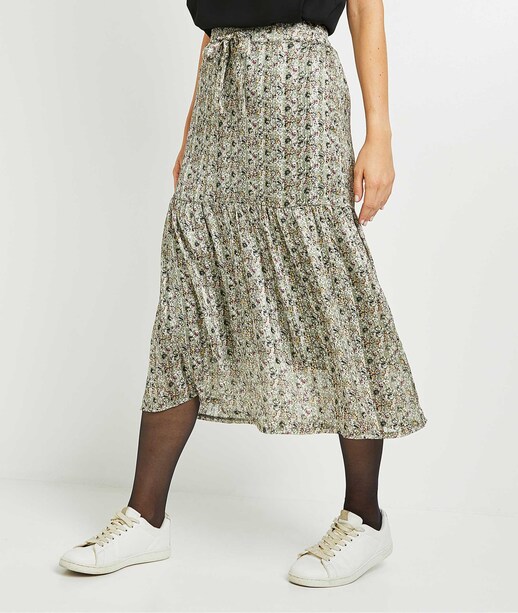 Jupon imprimé fleuri femme SAUGE